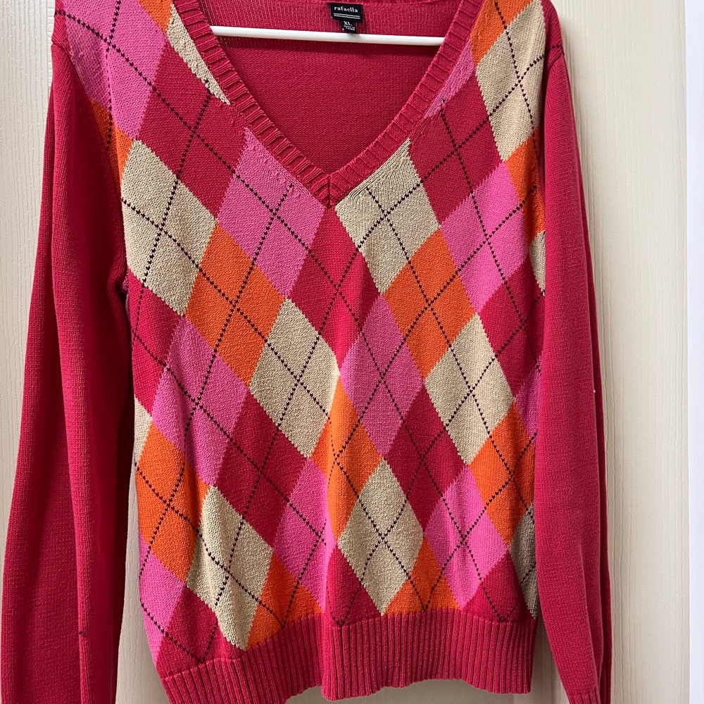 V-Neck Argyle Sweater